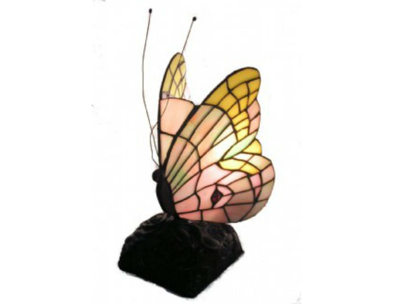 Butterfly Leadlight Table Lamp - pink